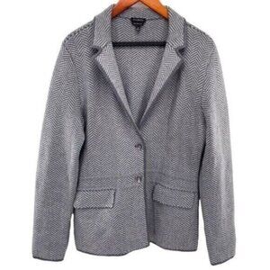 Talbots Merino Wool Herringbone Sweater Jacket